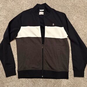 Original Penguin Black and White Zip-Up Sweater